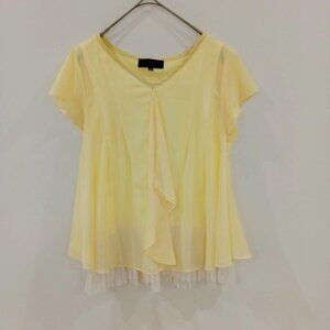 Untitled Short Sleeve Lace Pleats Frills Yellow
